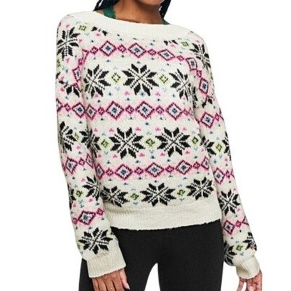 Victorias Secret PINK XS Snowflake Sweater Cozyβ Knit Holiday Winter Pullover